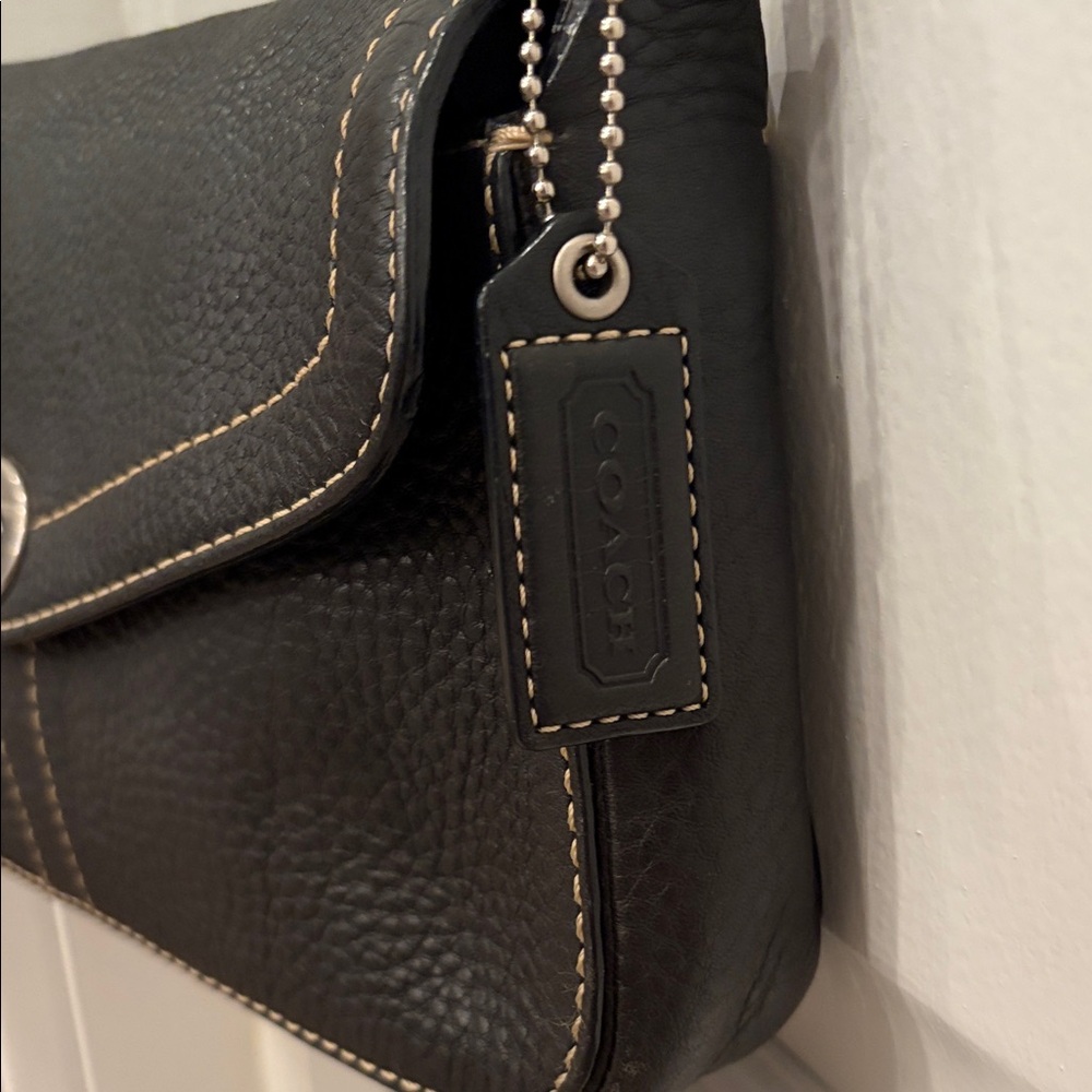 Y2K Coach Chelsea Turnlock Crossbody Bag Black Pebbled Leather - Picture 2 of 10